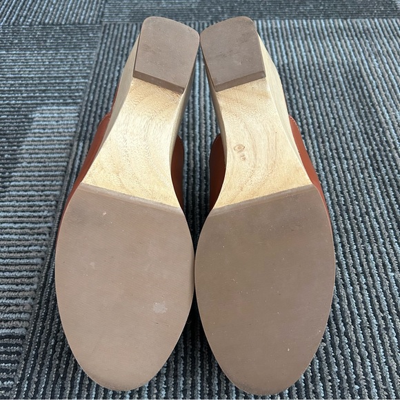 Everlane The Clog Cognac Leather Platform Clogs Wedge Heel Mules Shoes Sz 10 - Picture 10 of 12
